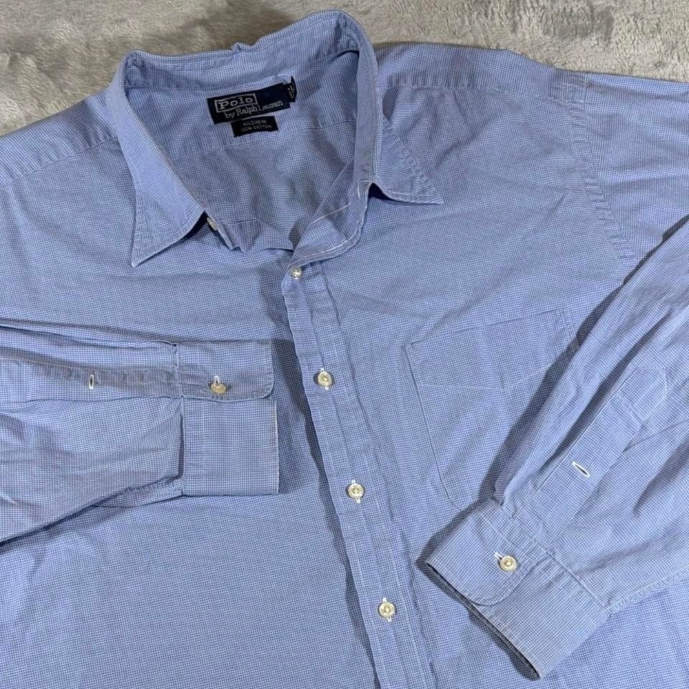 Y2K Vintage Polo Ralph Lauren Button Down Shirt | Light Blue Andrew Cotton | 2XL